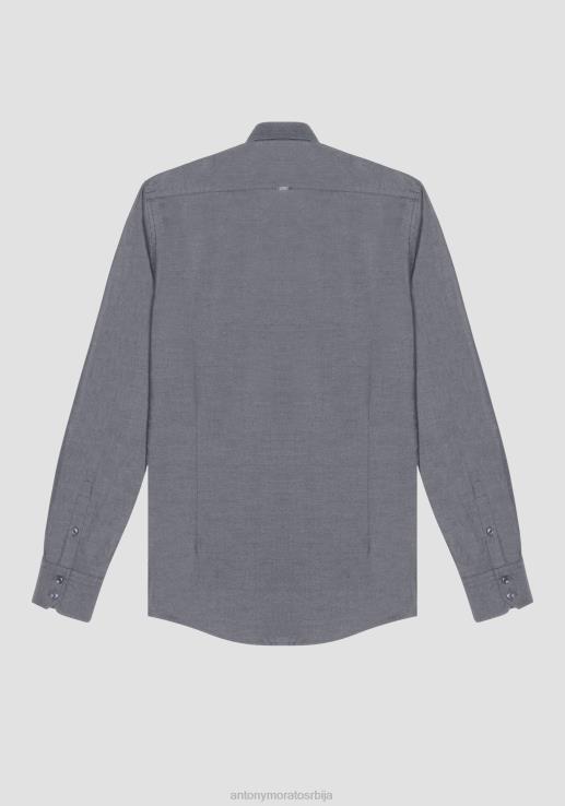 Antony Morato мушкарци наполи слим-фит кошуља од чистог памука који се лако пегла са ефектом тексаса светло плава одећу D6D06115