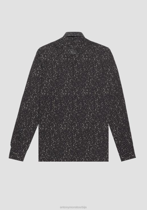 Antony Morato мушкарци Барселона обична равна кошуља од мешавине памука са целом дезеном црн одећу D6D06117