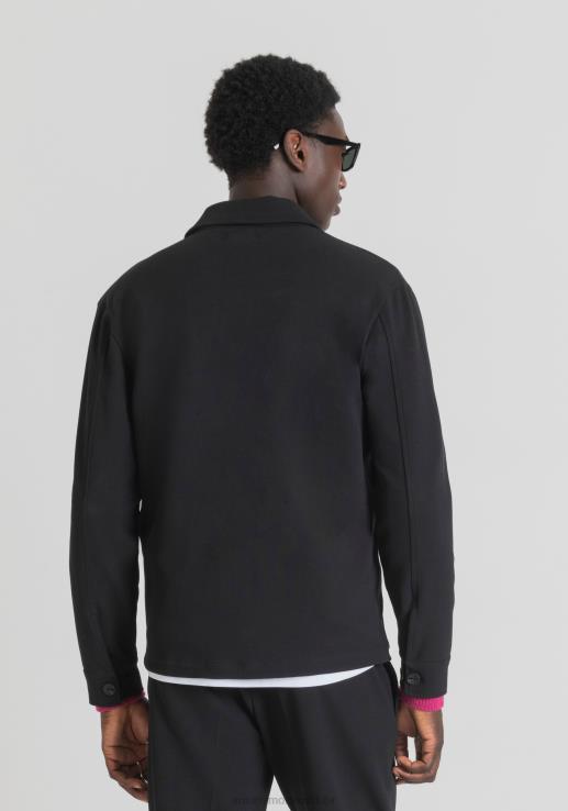 Antony Morato мушкарци Осло кошуља нормалног кроја од једнобојног растезљивог кепера од мешавине памука црн одећу D6D06118