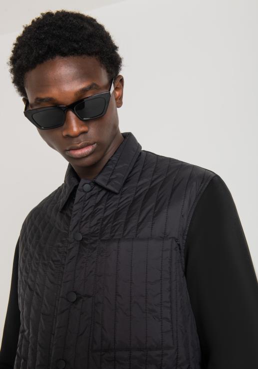 Antony Morato мушкарци кошуља нормалног кроја од подстављеног најлона и контрастне тканине црн одећу D6D06124