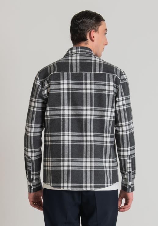 Antony Morato мушкарци Муницх обична кошуља правог кроја од памучног кепера са карираним узорком тамно сиви меланж одећу D6D06126