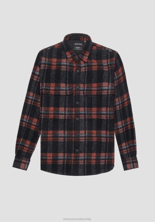 Antony Morato мушкарци Муницх обична кошуља правог кроја од топлог мешаног материјала црн одећу D6D06127