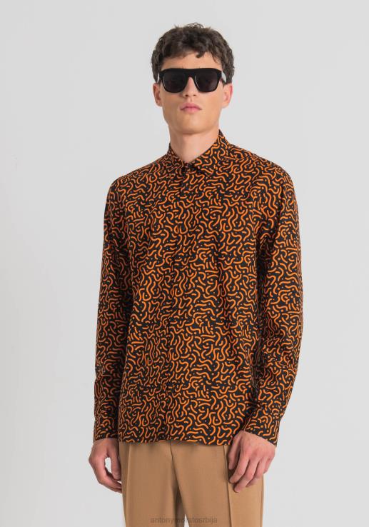 Antony Morato мушкарци Барселона обична кошуља правог кроја од тканине са штампом од мешавине памука црн одећу D6D06128