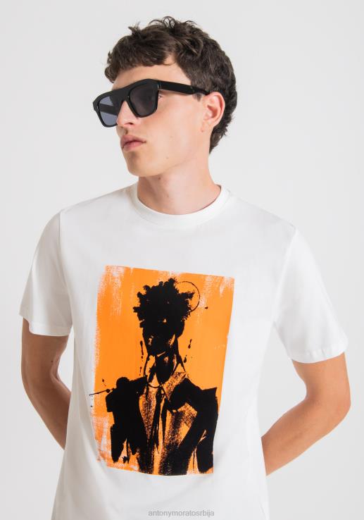 Antony Morato мушкарци мајица стандардног кроја од 100% памука са контрастним принтом крем одећу D6D06145