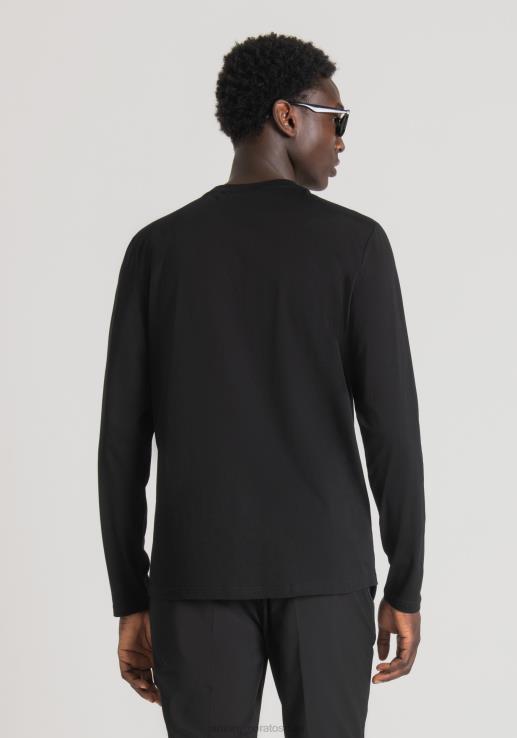 Antony Morato мушкарци мајица стандардног кроја од 100% памука са рељефним логом црн одећу D6D06170