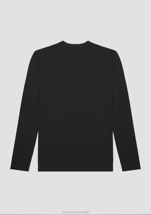 Antony Morato мушкарци мајица стандардног кроја од 100% памука са рељефним логом црн одећу D6D06170