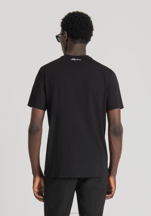 Antony Morato мушкарци мајица стандардног кроја од 100% памука са баскијат принтом црн одећу D6D06214