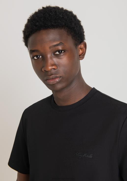 Antony Morato мушкарци мајица стандардног кроја од одрживе вискозе са штампом логотипа црн одећу D6D06139