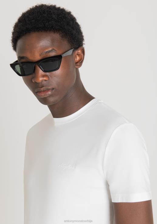 Antony Morato мушкарци супер слим мајица од растезљивог памука са логом штампе бео одећу D6D06143