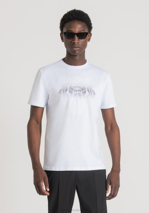 Antony Morato мушкарци уска мајица од памука са осенченим тиграстим принтом бео одећу D6D06161