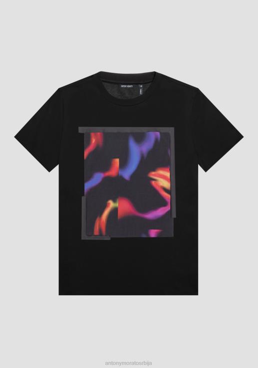 Antony Morato мушкарци превелика памучна мајица са психоделичним принтом црн одећу D6D06166