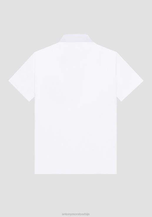 Antony Morato мушкарци супер-слим-фит поло мајица од растезљивог памука са логом бео одећу D6D06180