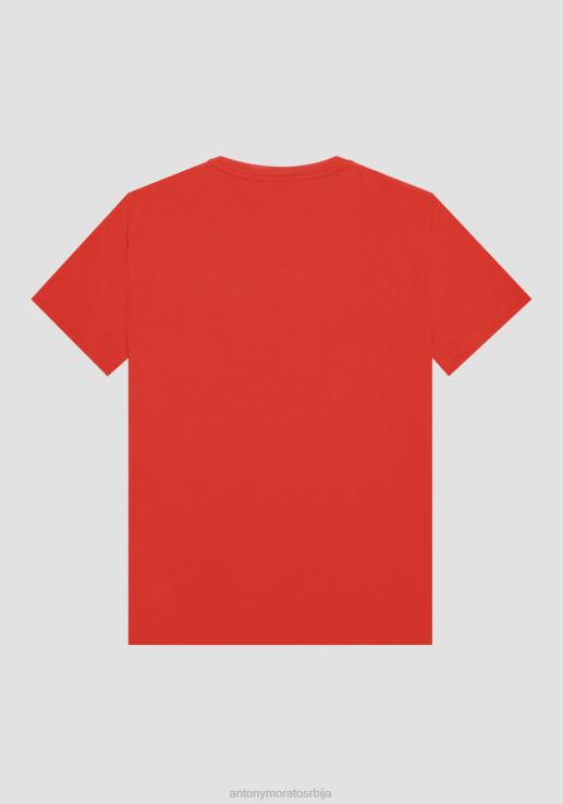 Antony Morato мушкарци Слим-фит мајица од чистог памука са штампом морато ватрено црвено одећу D6D06188