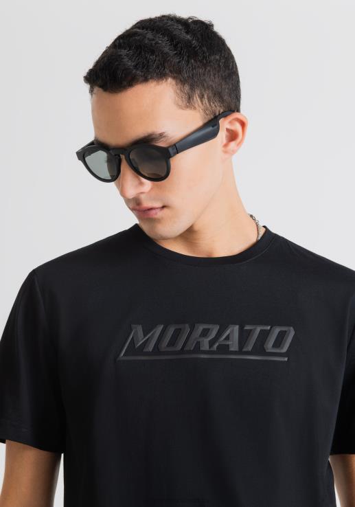 Antony Morato мушкарци Слим-фит мајица од чистог памука са штампом морато црн одећу D6D06190