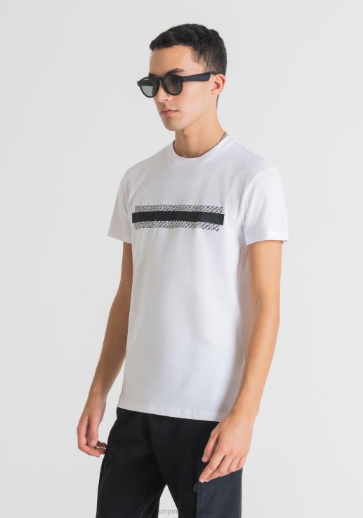 Antony Morato мушкарци супер слим-фит мајица од стреч памука са рељефним логом бео одећу D6D06191