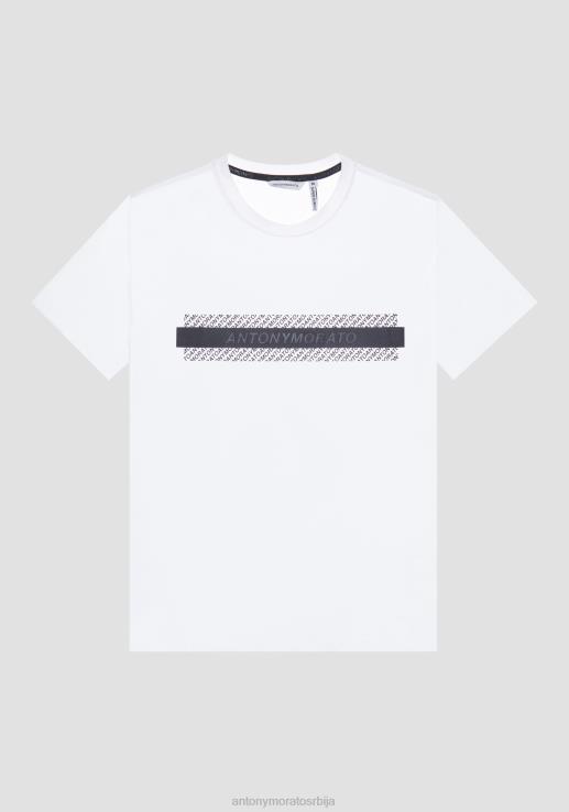 Antony Morato мушкарци супер слим-фит мајица од стреч памука са рељефним логом бео одећу D6D06191