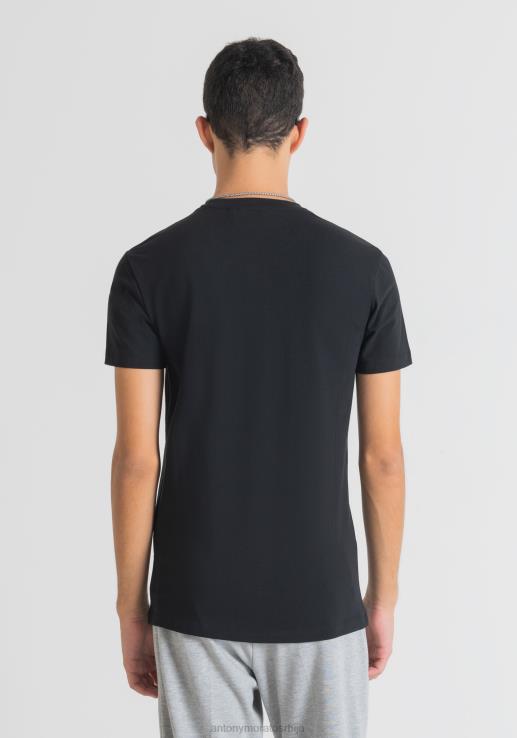 Antony Morato мушкарци супер танка мајица са логотипом црн одећу D6D06193