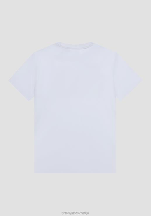 Antony Morato мушкарци памучна мајица стандардног кроја са логом са ефектом гуме крем одећу D6D06201