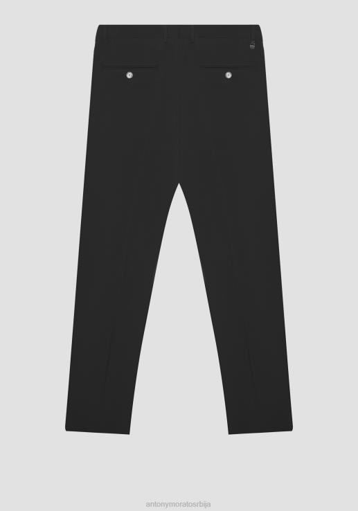 Antony Morato мушкарци бонние слим фит панталоне од растегљиве вискозне мешавине црн одећу D6D06230
