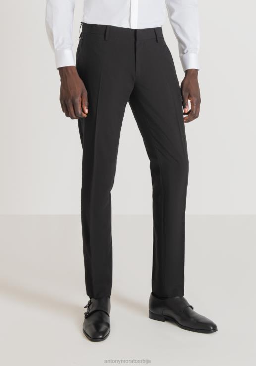 Antony Morato мушкарци нина слим фит панталоне од растегљиве вискозне мешавине са детаљима од сатена црн одећу D6D06232