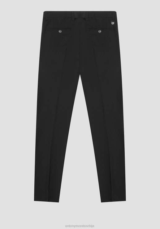 Antony Morato мушкарци нина слим фит панталоне од растегљиве вискозне мешавине са детаљима од сатена црн одећу D6D06232