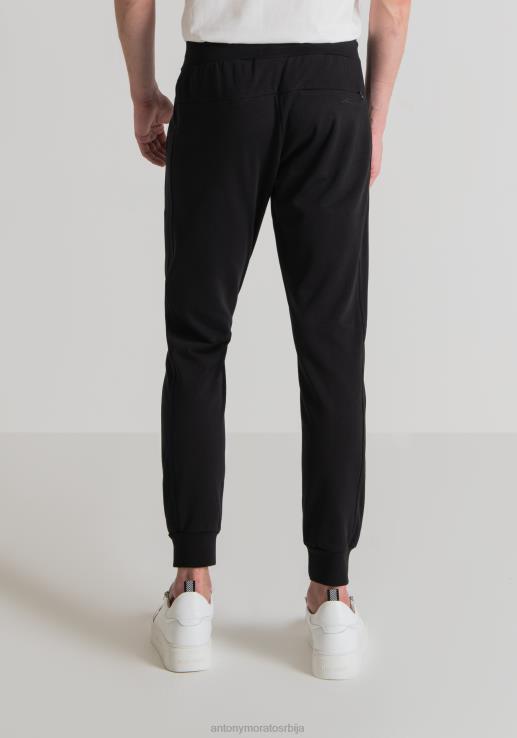 Antony Morato мушкарци супер уске панталоне од мешавине памука са везицом црн одећу D6D06239