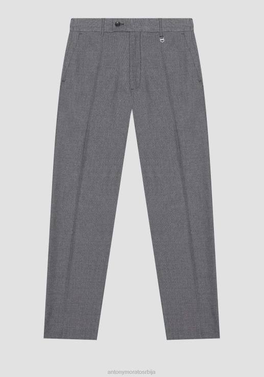 Antony Morato мушкарци пхил обичне панталоне равног кроја од добби тканине од мешавине вискозе тамно сиви меланж одећу D6D06241