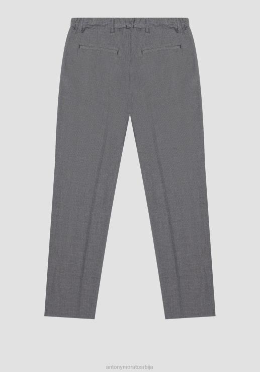 Antony Morato мушкарци пхил обичне панталоне равног кроја од добби тканине од мешавине вискозе тамно сиви меланж одећу D6D06241