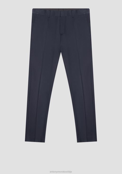 Antony Morato мушкарци бонние слим-фит панталоне од вискозне тканине са мотивом на траке плаво мастило одећу D6D06246