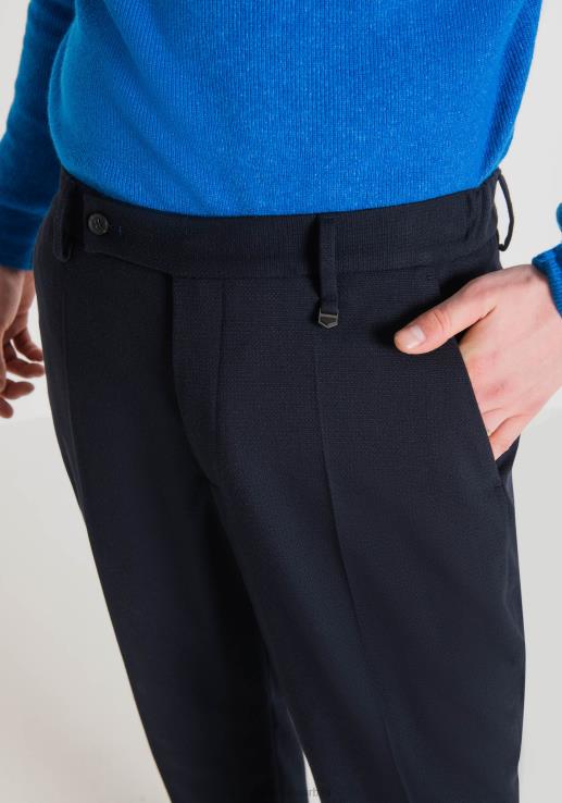 Antony Morato мушкарци пхил панталоне правог кроја од еластичне вискозне мешавине добби тканине плаво мастило одећу D6D06253