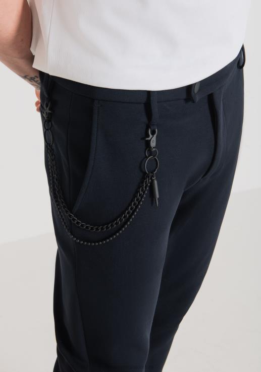 Antony Morato мушкарци уске тренирке од мешавине памука са копчањем на дугмад и еластичним порубом плаво мастило одећу D6D06257