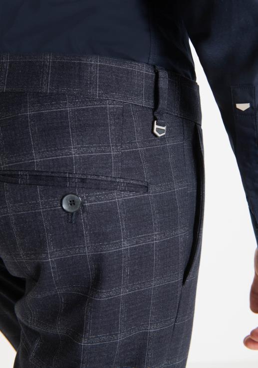 Antony Morato мушкарци бонние слим фит панталоне од растезљиве вискозне мешавине са карираним узорком плаво мастило одећу D6D06262