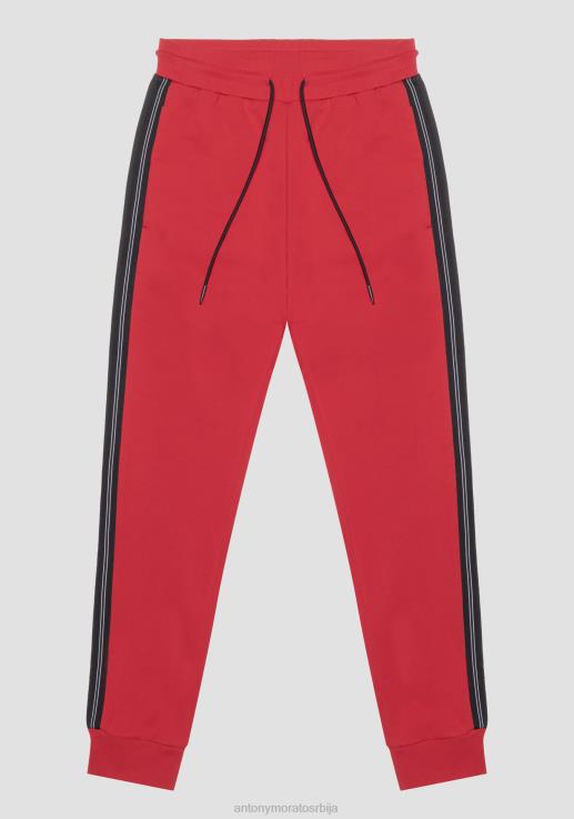 Antony Morato мушкарци уске тренирке од растезљивог памука са контрастом у техничкој тканини црвена одећу D6D06274