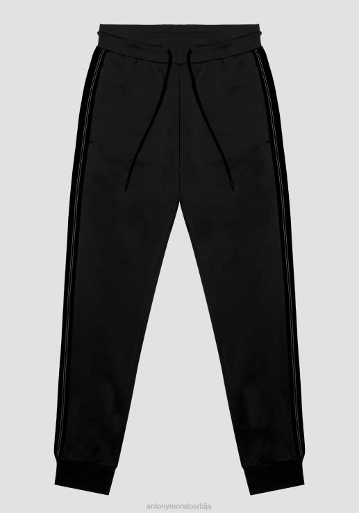 Antony Morato мушкарци уске тренирке од растезљивог памука са контрастом у техничкој тканини црн одећу D6D06275