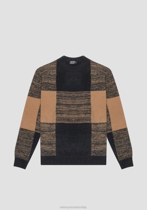 Antony Morato мушкарци џемпер нормалног кроја од мешавине мохера са жакарским шарама црн одећу D6D06101
