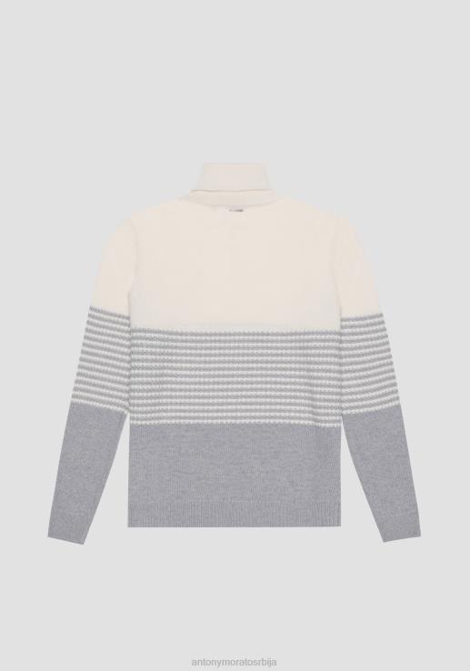Antony Morato мушкарци џемпер нормалног кроја од мешавине мерино вуне са пругастим узорком сиви меланж одећу D6D0677