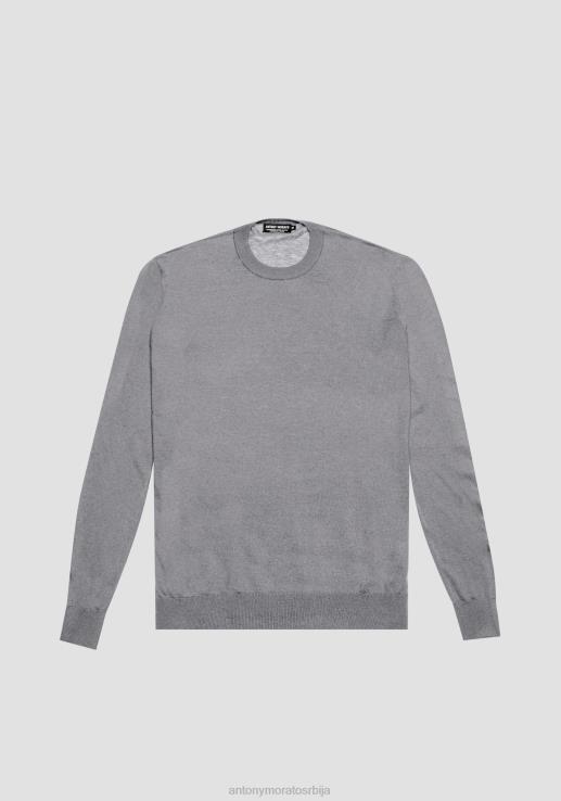 Antony Morato мушкарци џемпер нормалног кроја од меке тканине од мешавине вуне средње сиви меланж одећу D6D0678