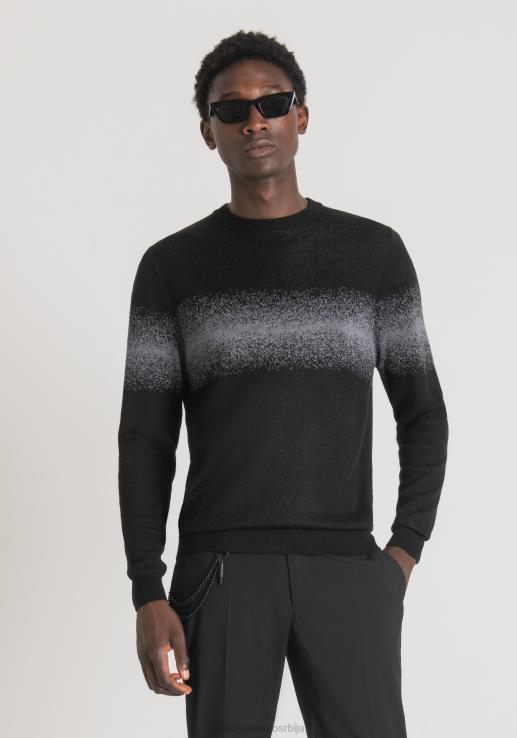 Antony Morato мушкарци Дуксер нормалног кроја од предива од мешавине вуне са контрастном жакард траком средње мел.сива одећу D6D0681