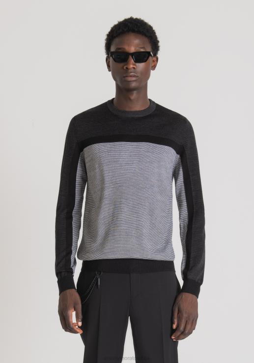 Antony Morato мушкарци дуксерица нормалног кроја од мешавине вуне са пругастим жакарским узорком бео одећу D6D0683