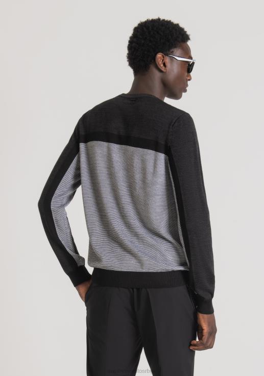 Antony Morato мушкарци дуксерица нормалног кроја од мешавине вуне са пругастим жакарским узорком бео одећу D6D0683