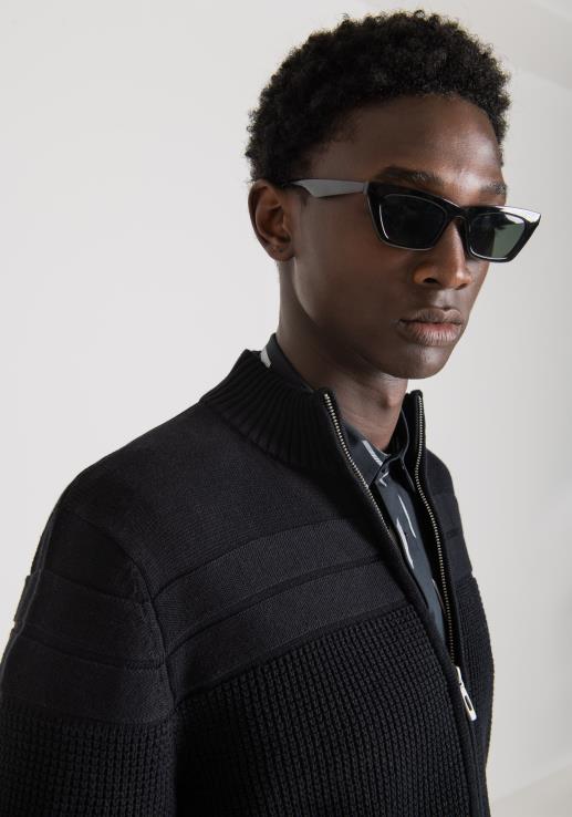 Antony Morato мушкарци дуксерица регуларног кроја од памучног предива са патентним затварачем црн одећу D6D0691