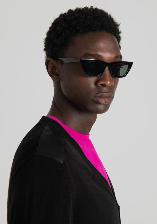 Antony Morato мушкарци кардиган нормалног кроја од мешавине вуне са детаљима од тканине са ефектом антилоп црн одећу D6D0694