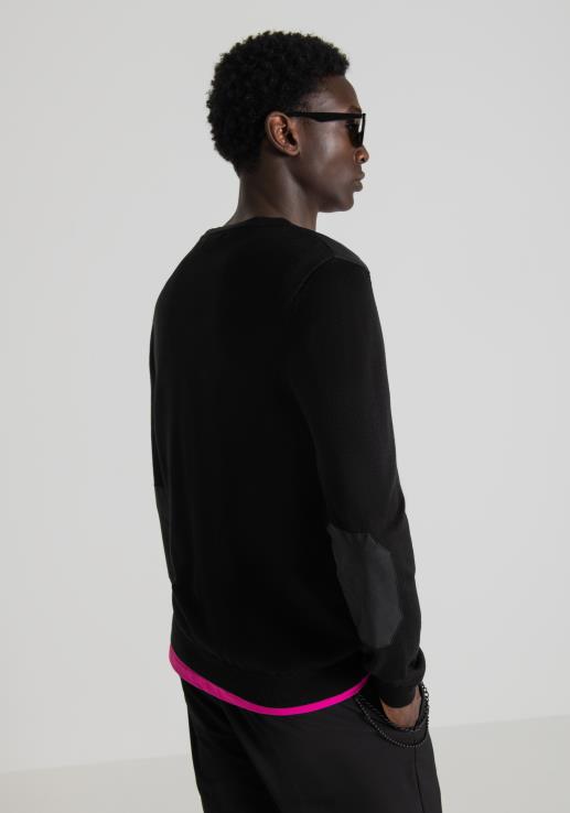 Antony Morato мушкарци кардиган нормалног кроја од мешавине вуне са детаљима од тканине са ефектом антилоп црн одећу D6D0694