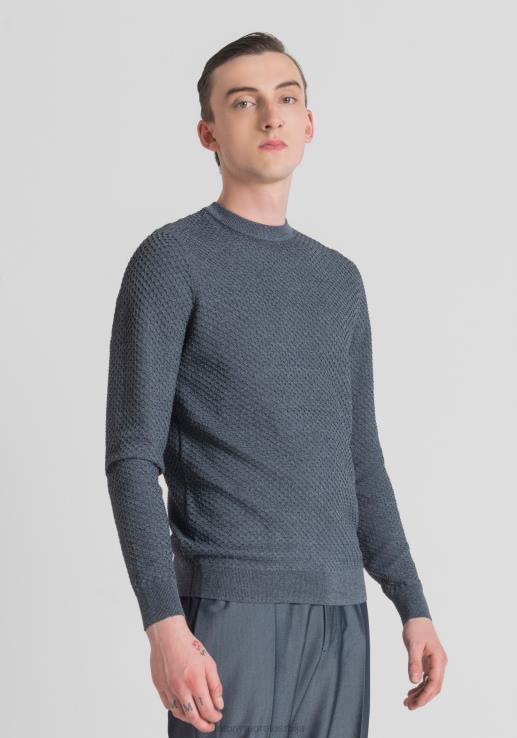 Antony Morato мушкарци џемпер правилног кроја од предива са ефектом тексаса светло плава одећу D6D0698